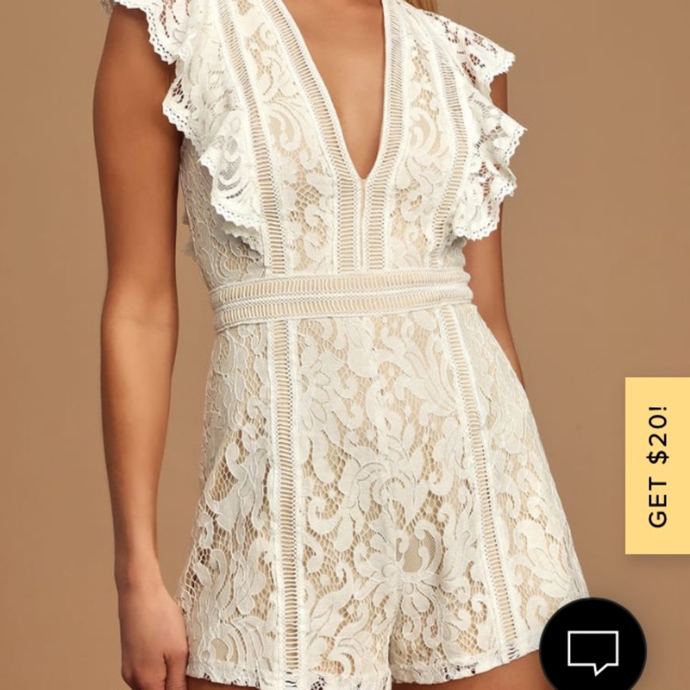 Lulu’s White Lace Ruffled Romper